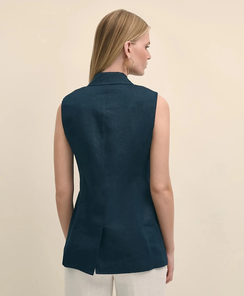 Linen Double-Breasted Peak Lapel Vest