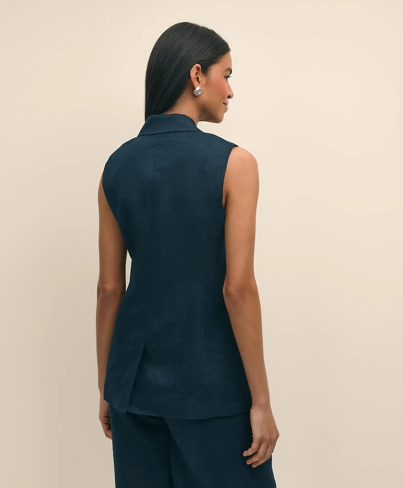 Linen Double-Breasted Peak Lapel Vest