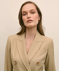 Wool-Blend Peak Lapel Double-Breasted Jacket