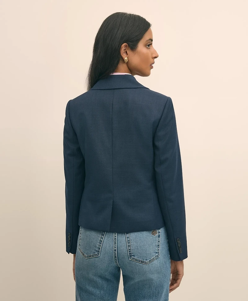 Wool-Blend Shrunken Fit Hopsack Jacket