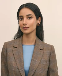 Wool Prince of Wales Plaid Peak Lapel Jacket