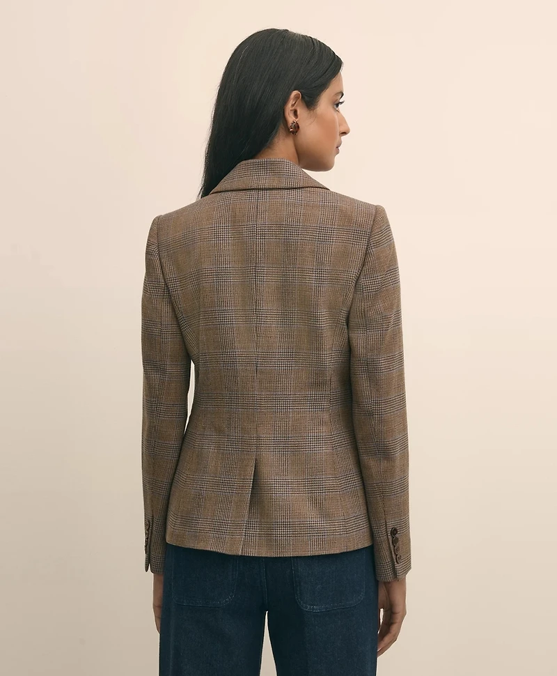 Wool Prince of Wales Plaid Peak Lapel Jacket