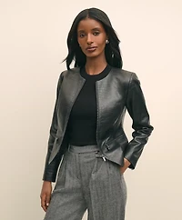Leather Croc-Embossed Jacket
