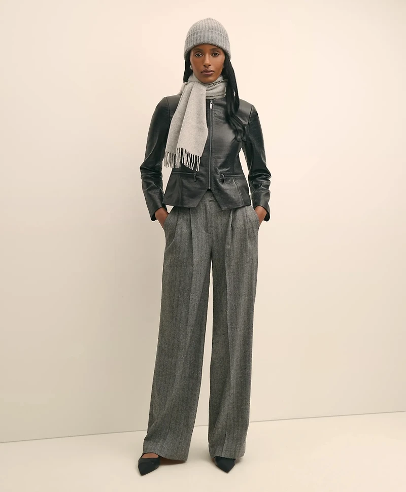 Leather Croc-Embossed Jacket