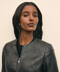 Leather Croc-Embossed Jacket