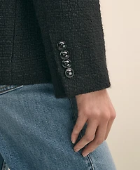 Wool-Blend Military Boucle Belted Jacket
