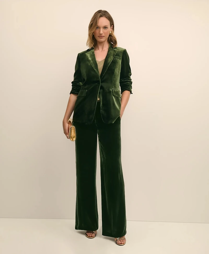 Silk-Blend One-Button Velvet Jacket
