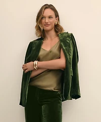 Silk-Blend One-Button Velvet Jacket
