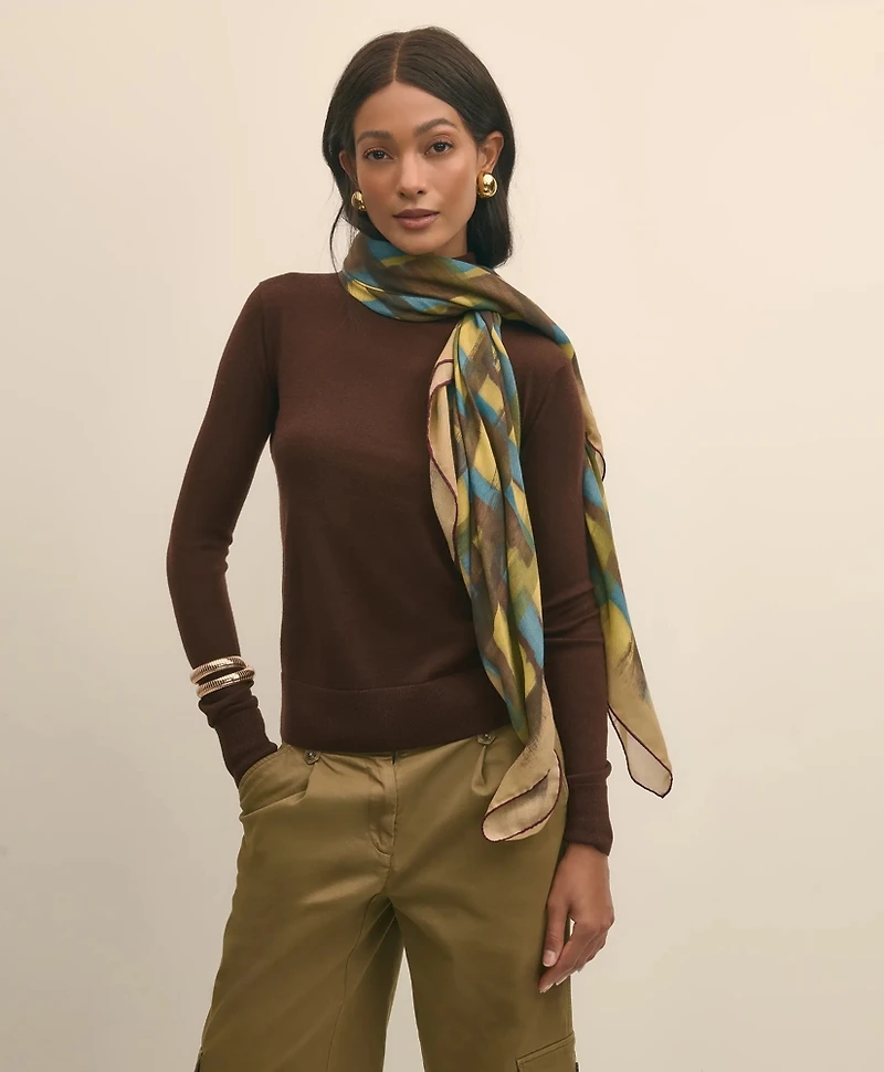 Modal Cashmere Plaid Brush Stroke Scarf