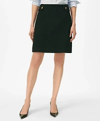 Button-Tab Skirt Boucle