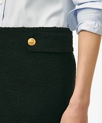 Button-Tab Skirt Boucle