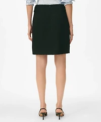 Button-Tab Skirt Boucle