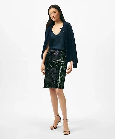Pencil Skirt Sequined Black Watch