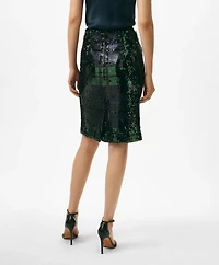 Pencil Skirt Sequined Black Watch