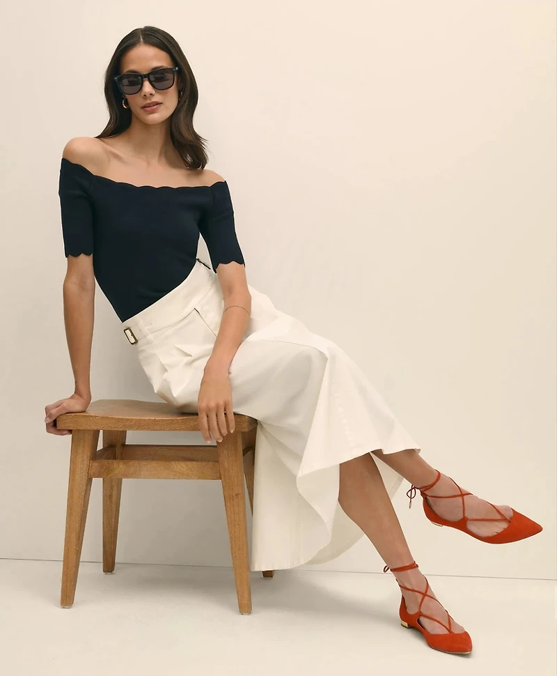 Gurkha Pleated Skirt Cotton Blend