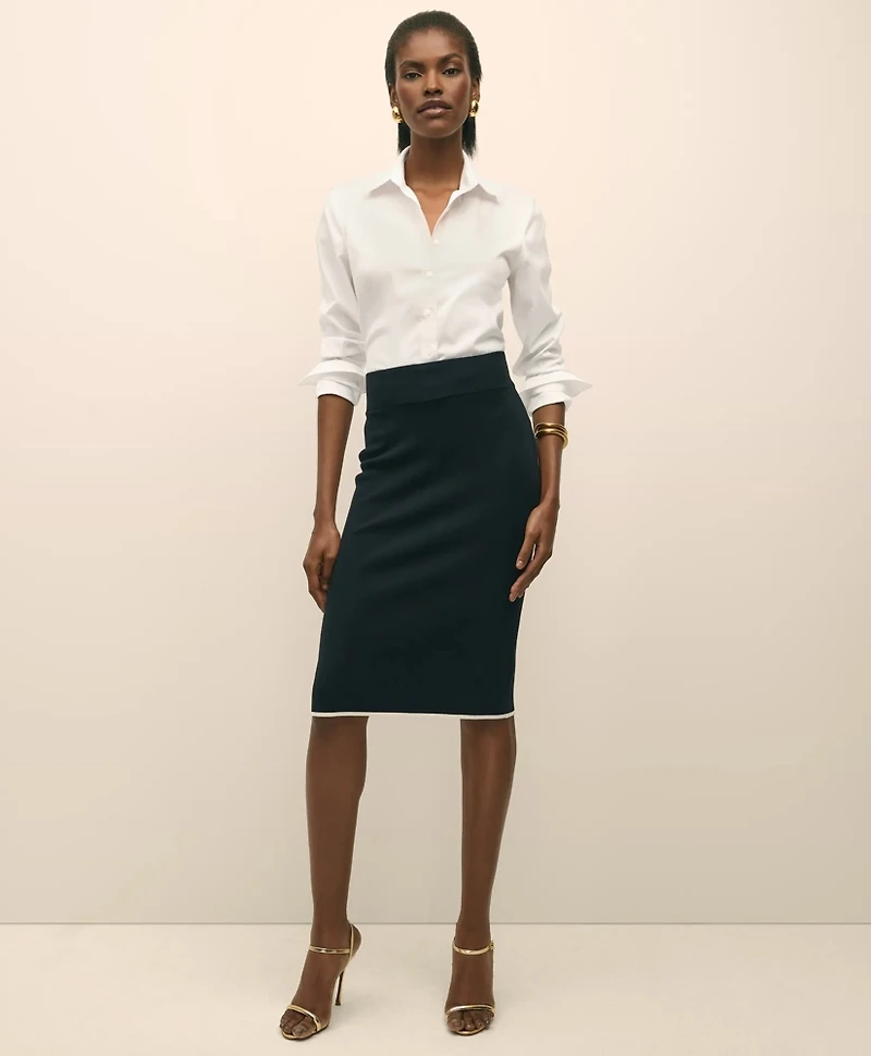 Silk Blend Sweater Pencil Skirt