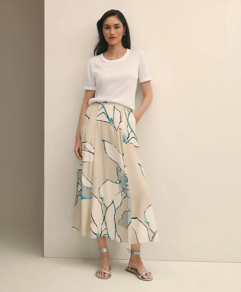 Flare Midi Skirt Abstract Print