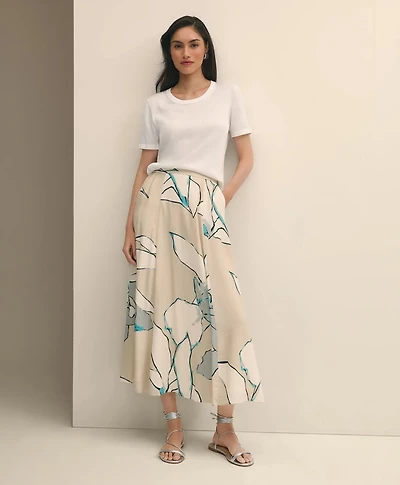 Flare Midi Skirt Abstract Print