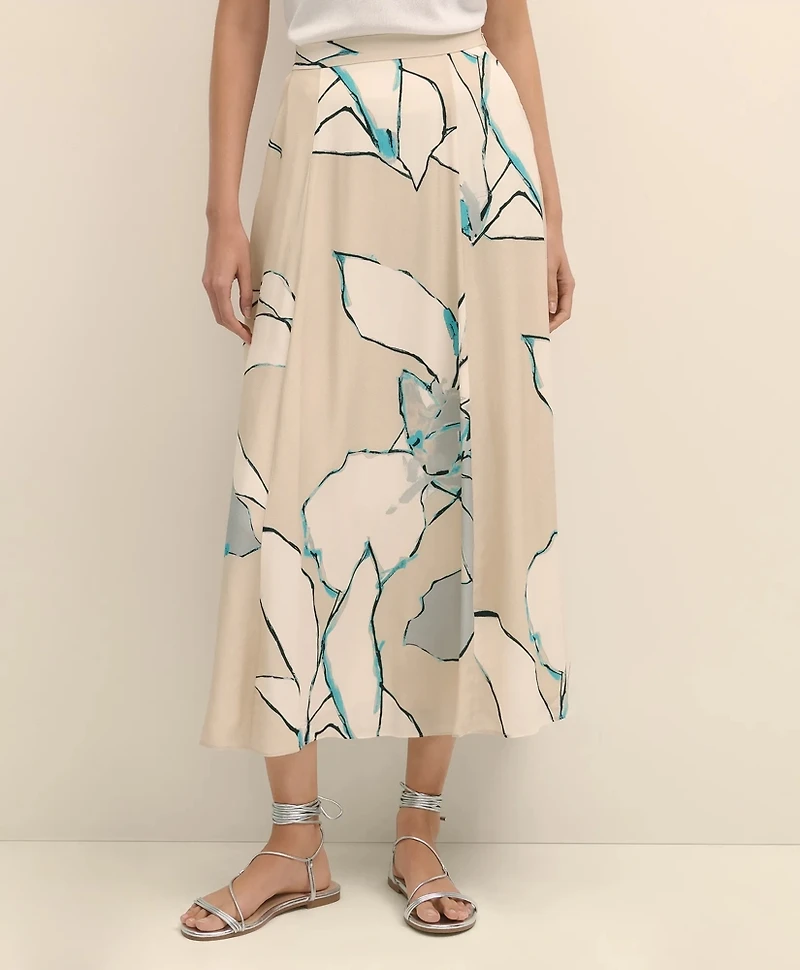 Flare Midi Skirt Abstract Print