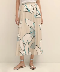Flare Midi Skirt Abstract Print