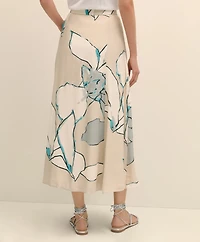 Flare Midi Skirt Abstract Print