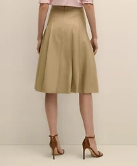 A-Line Wool-Blend Pleated Skirt