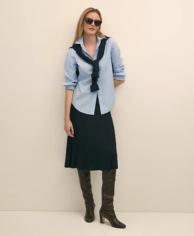 Silk Viscose Pleated Sweater Skirt