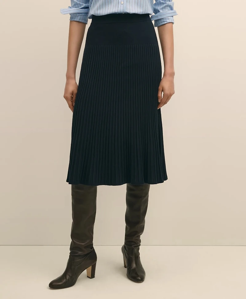Silk Viscose Pleated Sweater Skirt