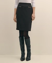 Wool Blend Horsebit-Trim Pencil Skirt