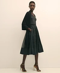 Taffeta Skirt With Embroidered Organza Overlay