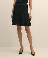 Cotton-Viscose Blend Fluted Lace Skirt