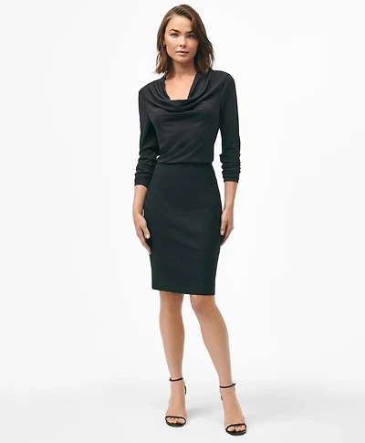 Cowl Neck Long-Sleeve Top Ponte Knit