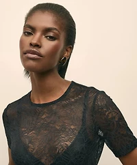 Lace Unlined Short-Sleeve Shirt