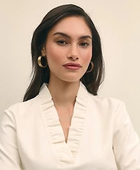 Ruffle V-Neck Long-Sleeve Top