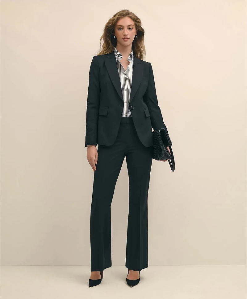 The Essentials Brooks Brothers Stretch Wool Flare Leg Trousers