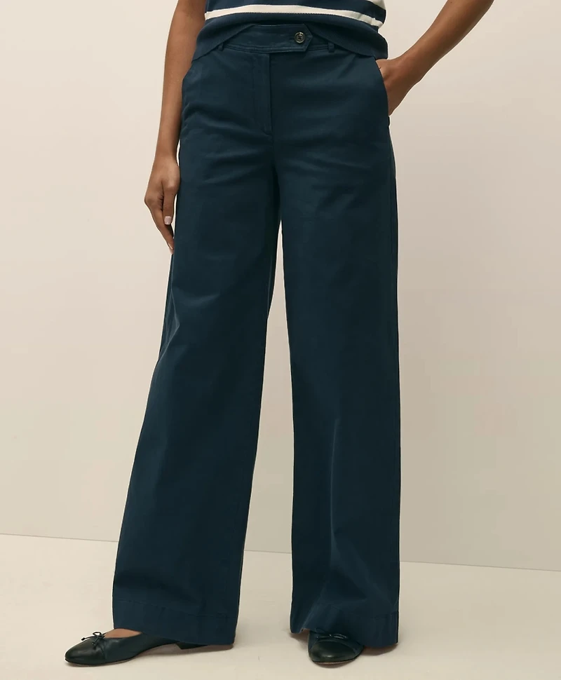 Cotton Twill Wide-Leg Pant