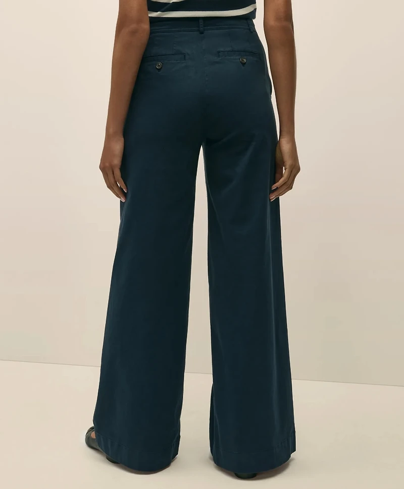 Cotton Twill Wide-Leg Pant