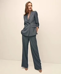 Merino Wool Blend Birdseye Wide Leg Trousers