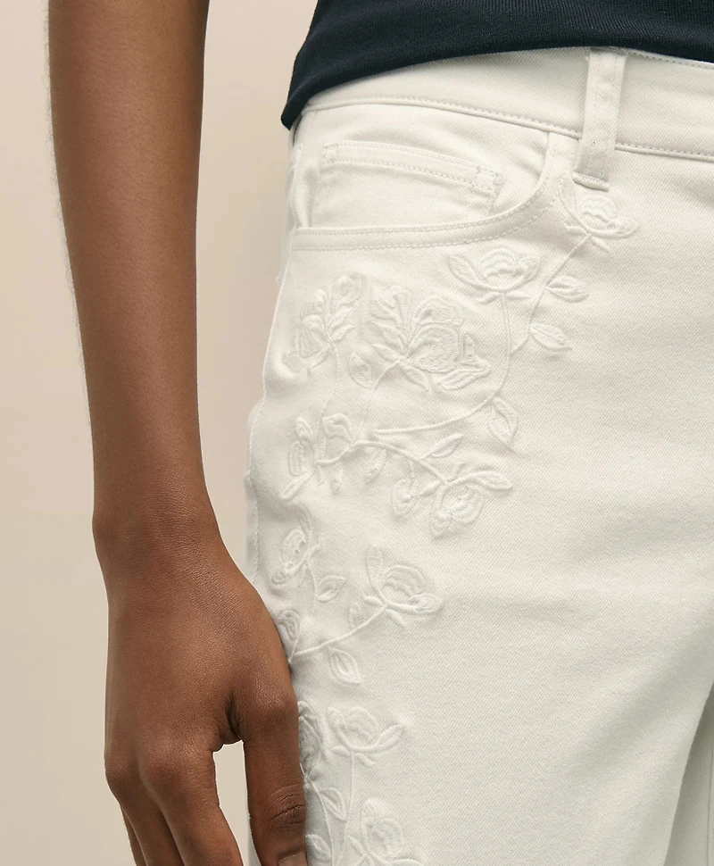Floral Embroidered Straight Leg Jeans
