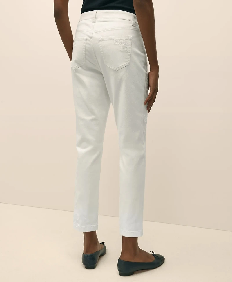 Floral Embroidered Straight Leg Jeans