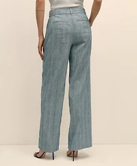 Linen Blend Wide-Leg Trousers