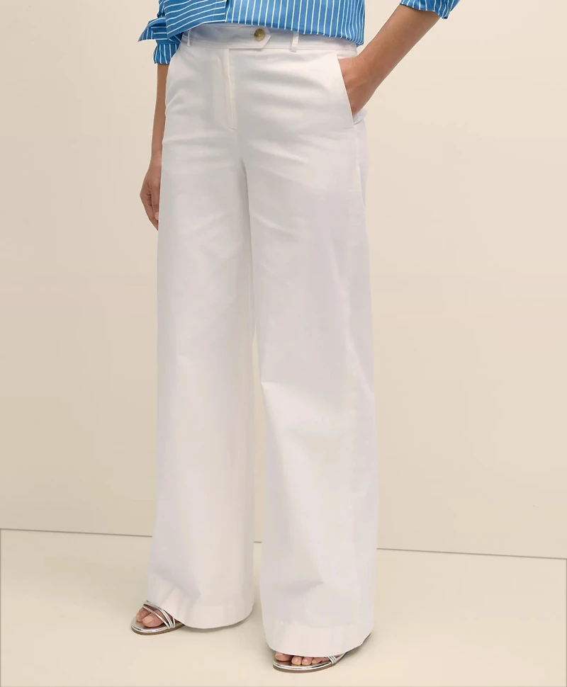 Cotton Twill Wide-Leg Pants
