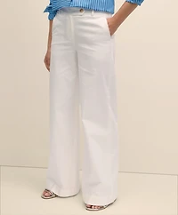 Cotton Twill Wide-Leg Pants