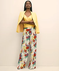 Floral Crepe Wide-Leg Pants