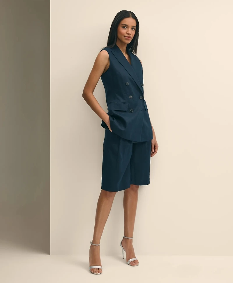 Linen Blend Culotte Shorts