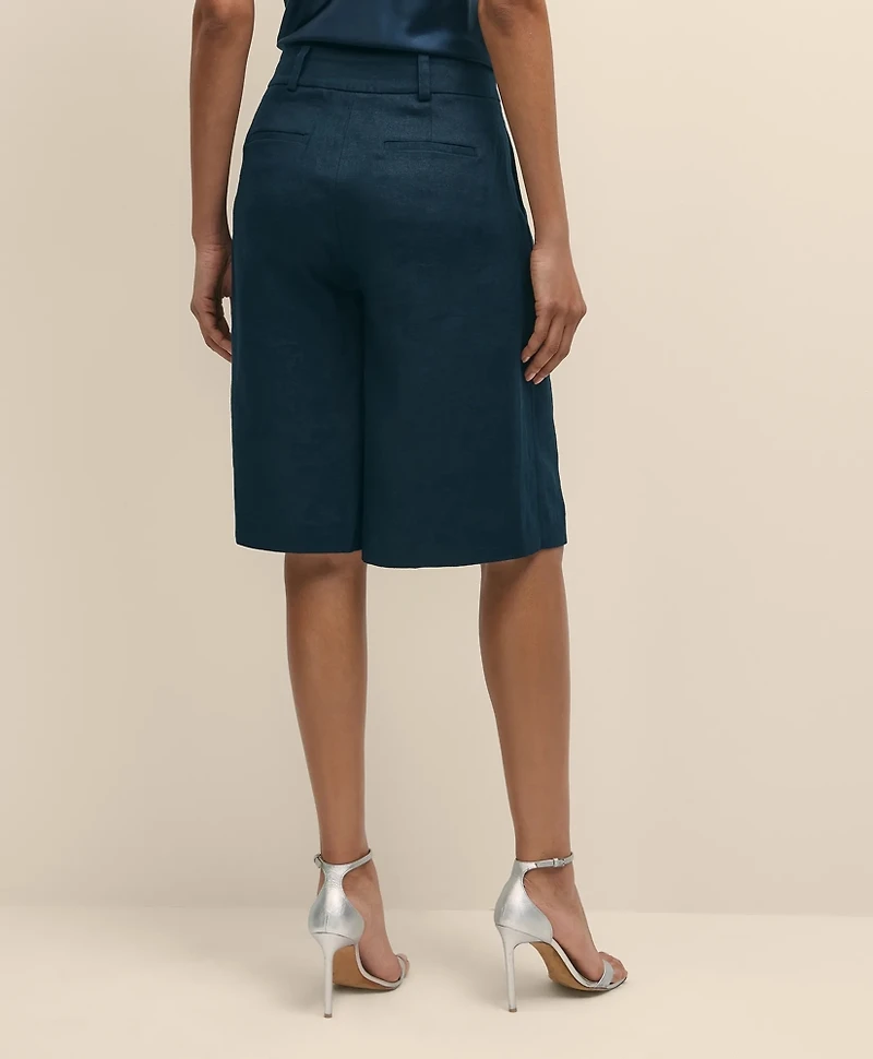 Linen Blend Culotte Shorts