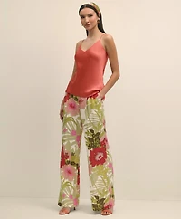 Drapey Linen-Blend Wide-Leg Floral Trousers