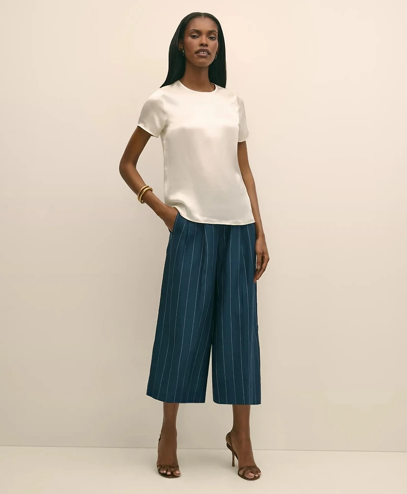 Lyocell-Blend Stripe Wide-Leg Culottes
