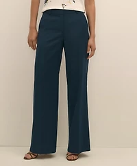 Wool Blend Hopsack Wide-Leg Pants