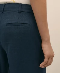 Wool Blend Hopsack Wide-Leg Pants